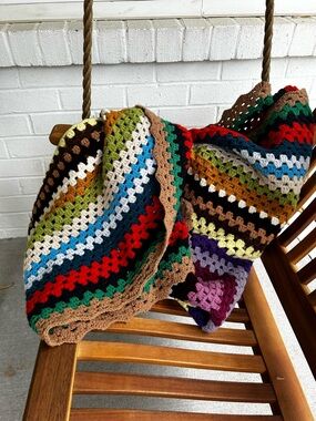 Handmade Multicolor Crochet Throw Blanket